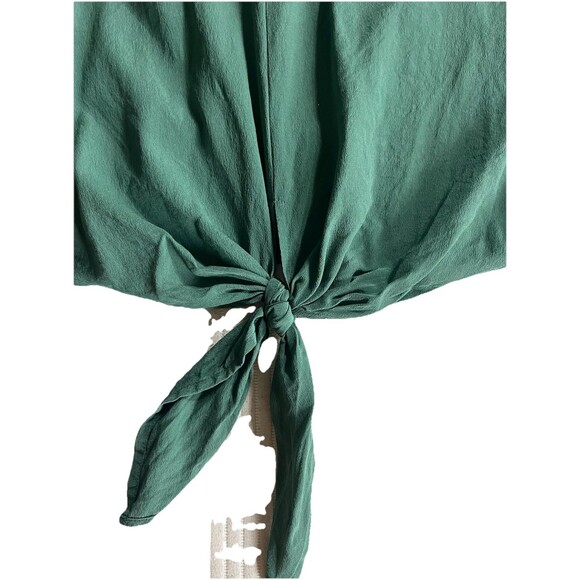 Madewell Tie Front Silk Blouse Size S Button Back Green - Picture 5 of 7